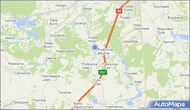 mapa Podkońska Wola, Podkońska Wola na mapie Targeo